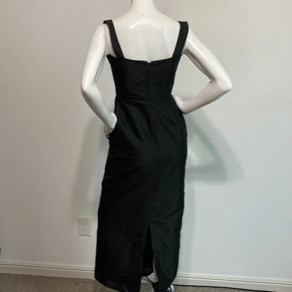 Alfred Sung Black Maxi Dress Gown Satin Sleeveless Sweetheart Neck Size 4 - Picture 5 of 8